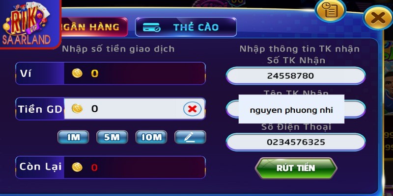 Rút tiền Rikvip - Quy trình thanh toán nhanh phút mốt 3232 Thao tác rút tiền Rikvip qua tài khoản ngân hàng tiện lợi